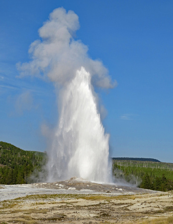 Old Faithful beginning to erupt