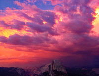 Multicolored clouds over Half Dome