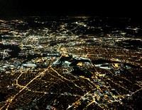 Boston area at night from air