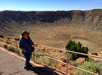 Anne in front of Meteor Crater, Arizona